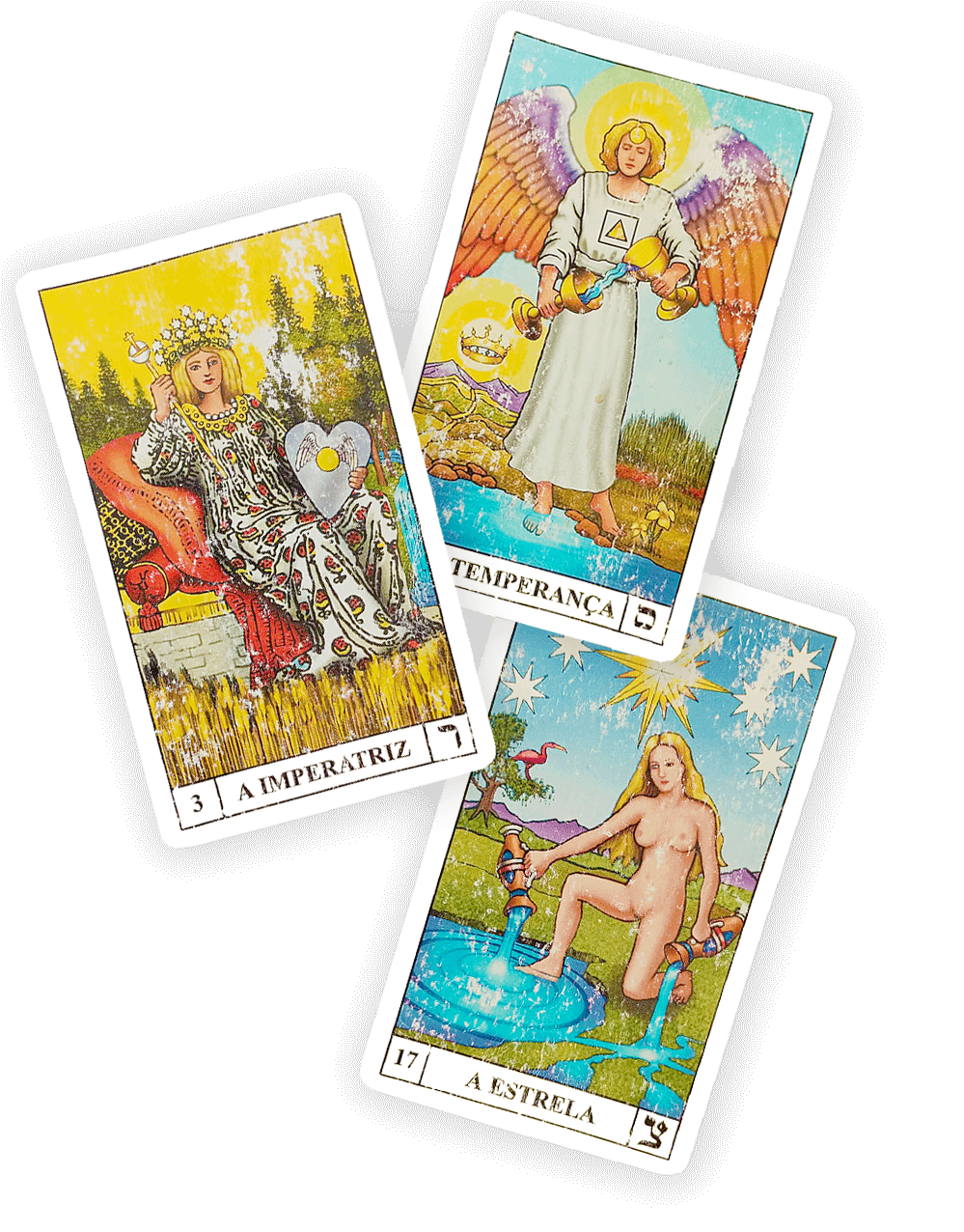 Cartas de Tarot - A Imperatriz, Temperança e A Estrela